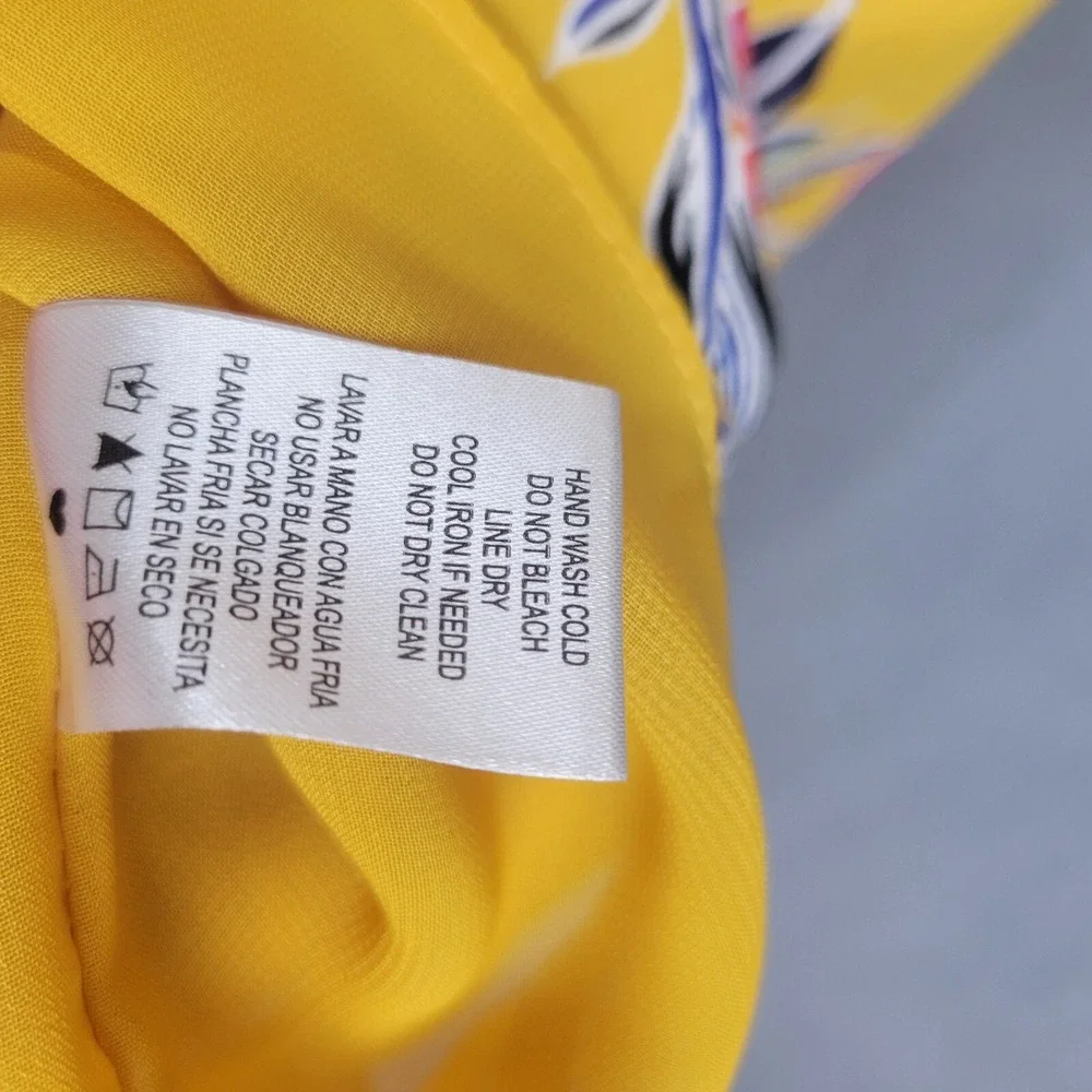 Finn & Grace Blouse Top Women XS Yellow Floral Lined Sleeveless Classic Boho Y2K
